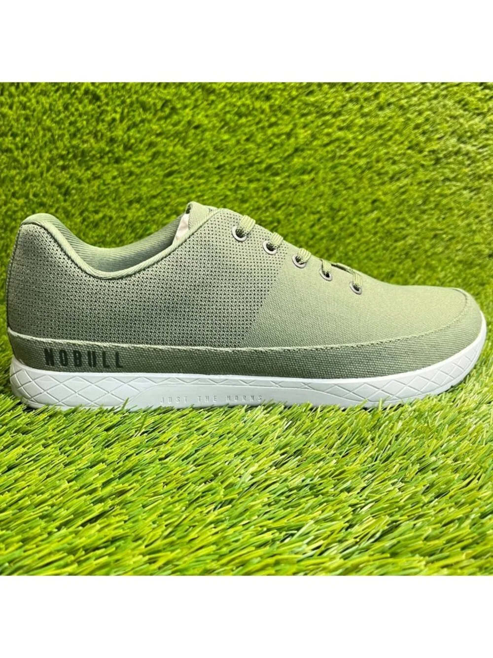 Nobull Canvas Trainer Mens Size 12.5 Green White Athletic Running Shoes Sneakers